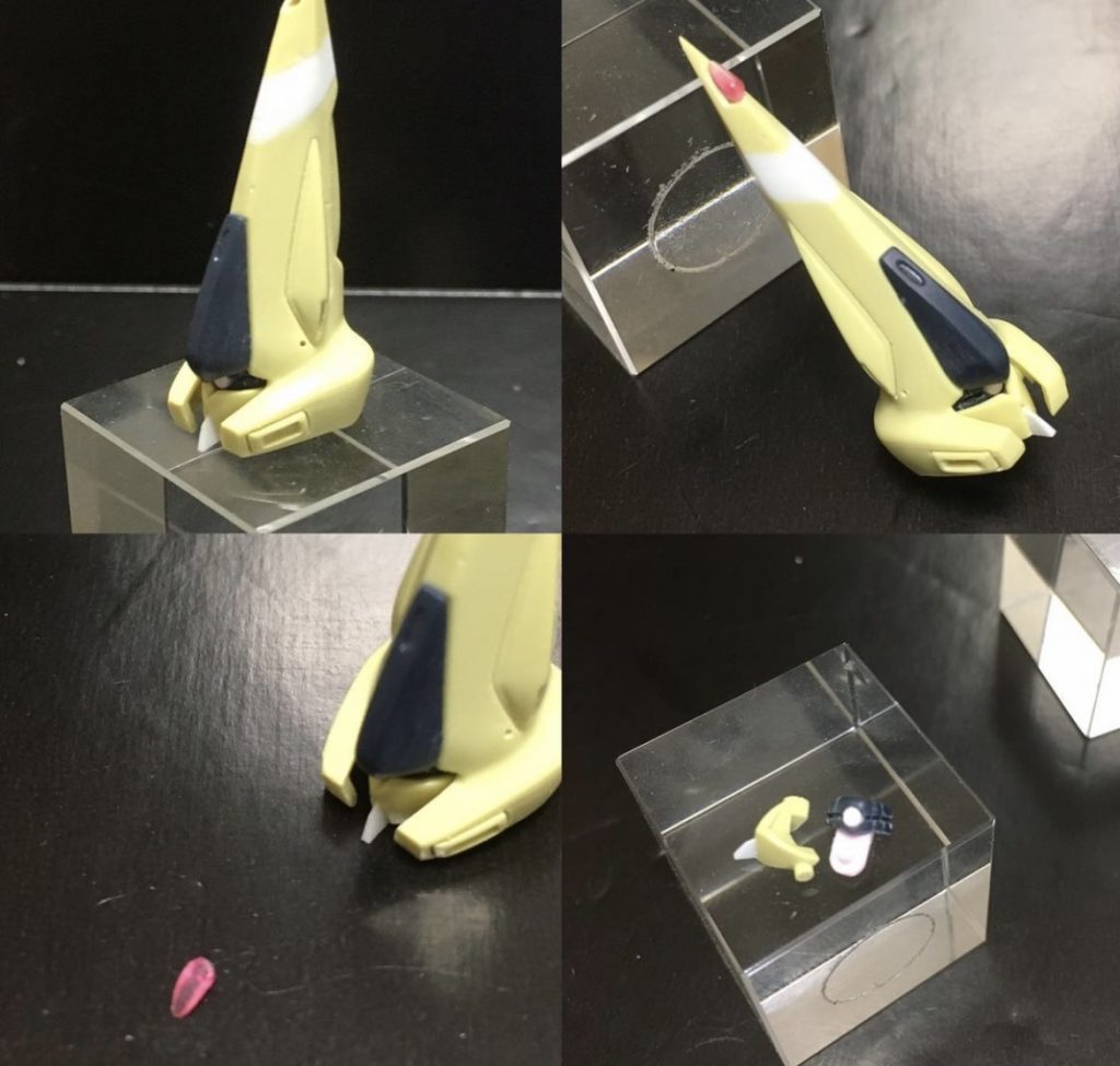 頭頂部はクリアパーツからの切り出し(ビームサーベル)。あとは、延長とか、、。