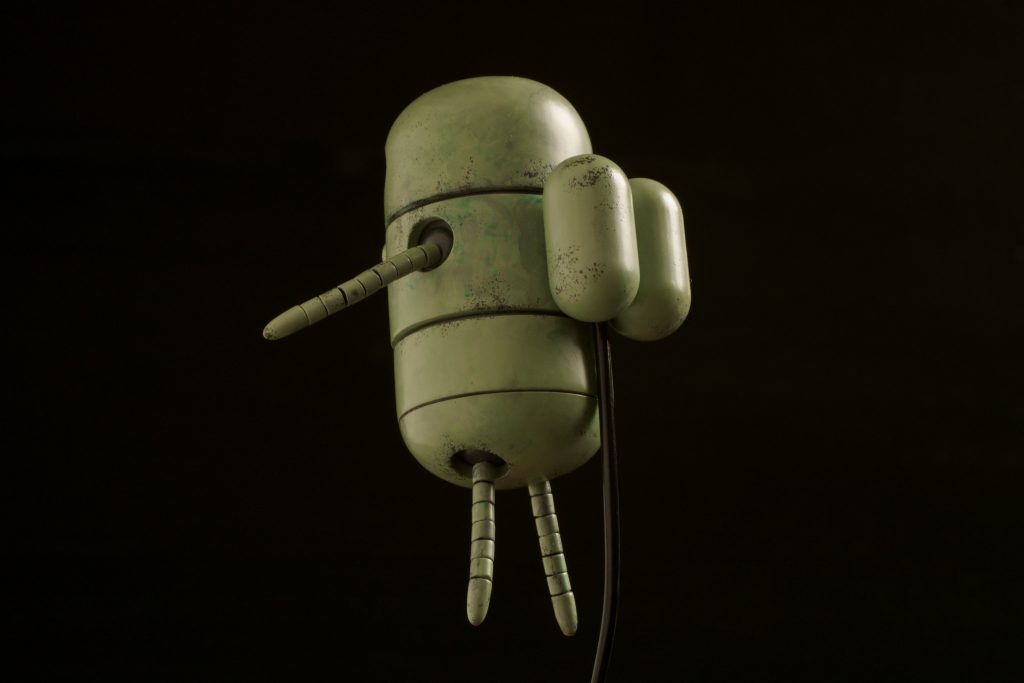 リアビュー。ランドセル下部に台座に接続するホールを設けてあるので、差し込んで展示できるように設計時から考慮。