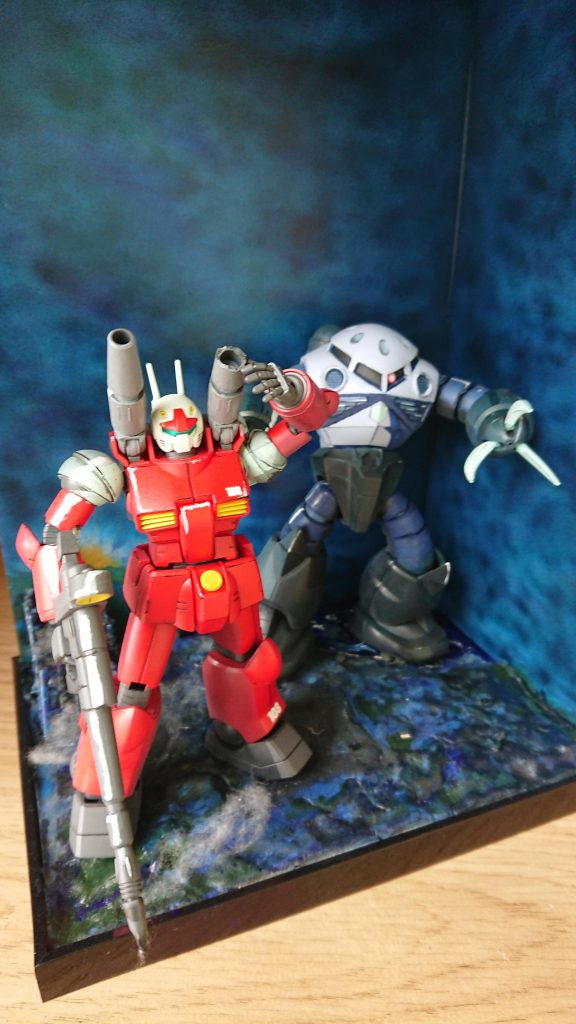 撮影終了。ガンキャノンの前側披露です。108デカール追加しました。制作ストーリーから見ていただいた方ありがとうございます。作りの荒らさもありますがこの辺で完成にしまーす。