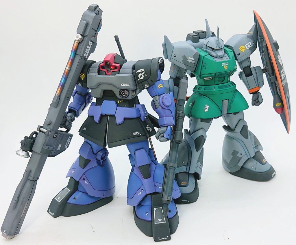 前回のゲルググとの比較、並べも違和感のないように情報量を合わせました。https://gumpla.jp/hg/905652  