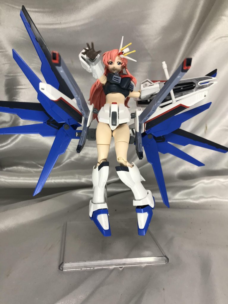 翼展開からのハイマットフルバ－スト。接続がお尻なので難なく展開できます。ちなみにラクス要素は頭だけ、首から下はナナミお姉さんを使ってます（笑