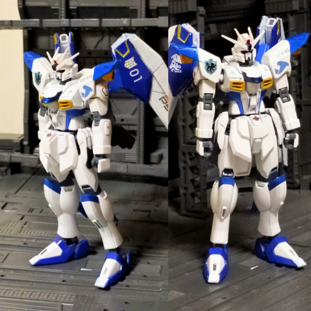 本作品の特徴として下部のウィングを切除して上海フリーダムに似せ、その上でカラーリングをバエルに合わせた。