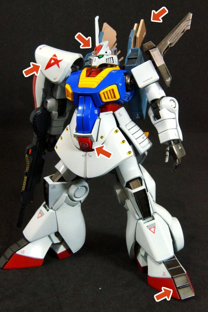 つま先、股間、頭部をマスキングで塗り分け。後はパーツ単位で塗装が出来ました。