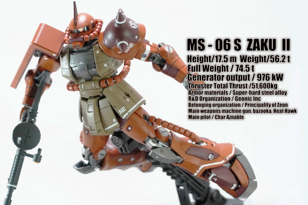 シャア専用ザクIIのスペック。　画像に文字を入れるとかっこよさが３倍に！（なるような気がする）