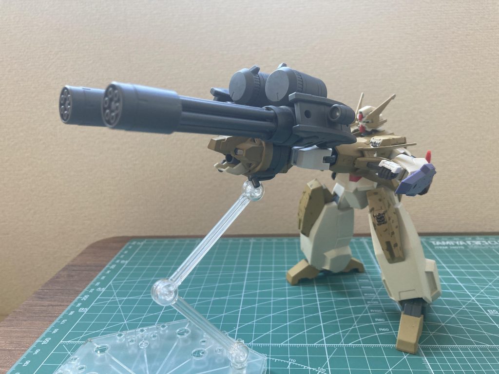 そして、GNトレミーキャノン！チャージ中でもガトリング砲で攻撃できます。ご覧いただきありがとうございました。