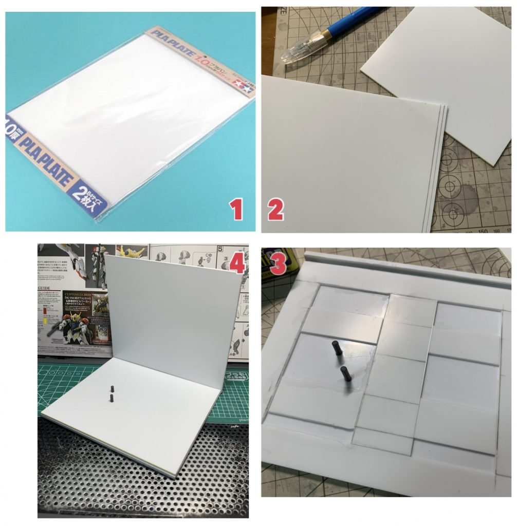 制作工程の紹介です。台座(?)はプラ板から作りました。スクラッチです!(`・ω・´)