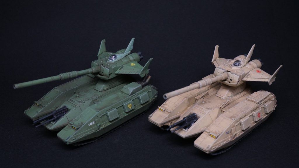 マゼラアタックが通常カラー、砂漠カラーの2台入ったお得なセット。もともとマゼラトップ砲が欲しくて買ったキットでしたが、本体の方の出来が良くてこちらが先に完成しました。