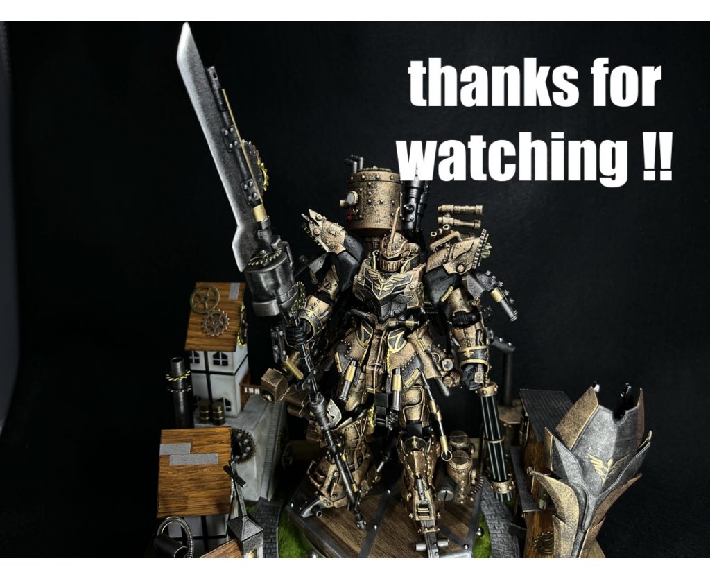 ということで、シナンジュ・スチームパンクver、以上となります。魔改造はザクレンジャー以来でしたがザクレンジャーその後「基本工作をちゃんとやる」という意識で4作品、3ヶ月修行した結果が出たなぁと個人的には思える出来になったと思います。スチームパンクつながりで、次回作もまた魔改造系の予定ですがそちらも暖かい目で見ていただけると幸いです。ご覧いただきありがとうございました!!