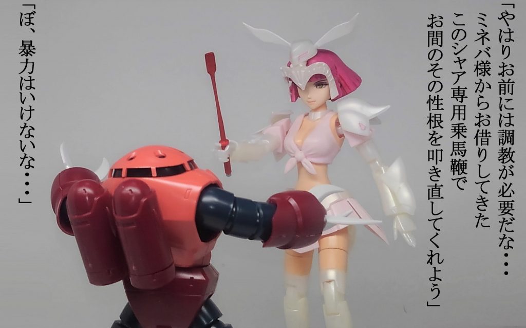 シャア専用乗馬鞭は通常の3倍の威力。