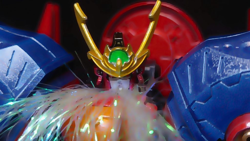 ご覧いただきありがとうございます。というわけで、ガンダムジーエンアルトロンで思いっきりスーパーロボット系に振ってみました!(笑)元ネタはおおよそ想像つくと思いますが、やたら熱い某勇者王と、五体のネコ型ロボットが合体してゴロニャンしている某百獣王です。