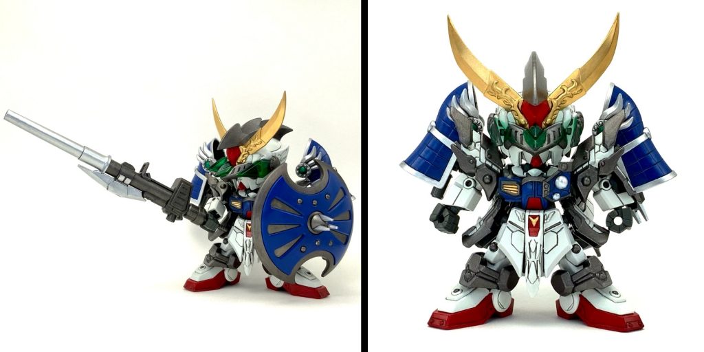 ●各ウェポン④(重装の箱装着)・ガンランスモード(左)・バイザーアーマー装備【ジムヘッドモチーフ】(右)