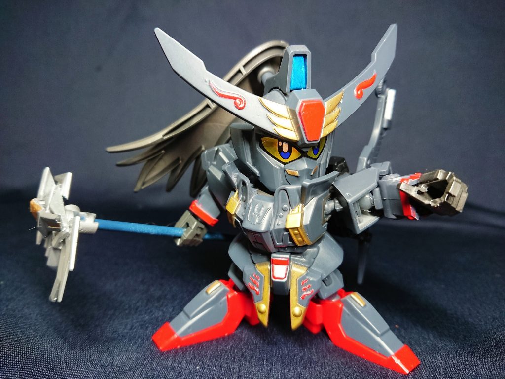 武器も新たに制作。三國無双の魯粛の得意武器、九歯鈀を形にしました。槍系武器みたいでカッコいい農具です。