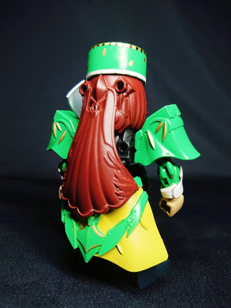 ストレートヘアは趙雲ダブルオーの肩マント。髪の制作に、いろんなパーツで構成されるロマサガンダムの中でもかなりシンプル。肩はでっかいですが一応パフスリーブに見えたらよいなと。でもこれはこれで良い。全体的にロマサガRSにいそう風なアレンジ。