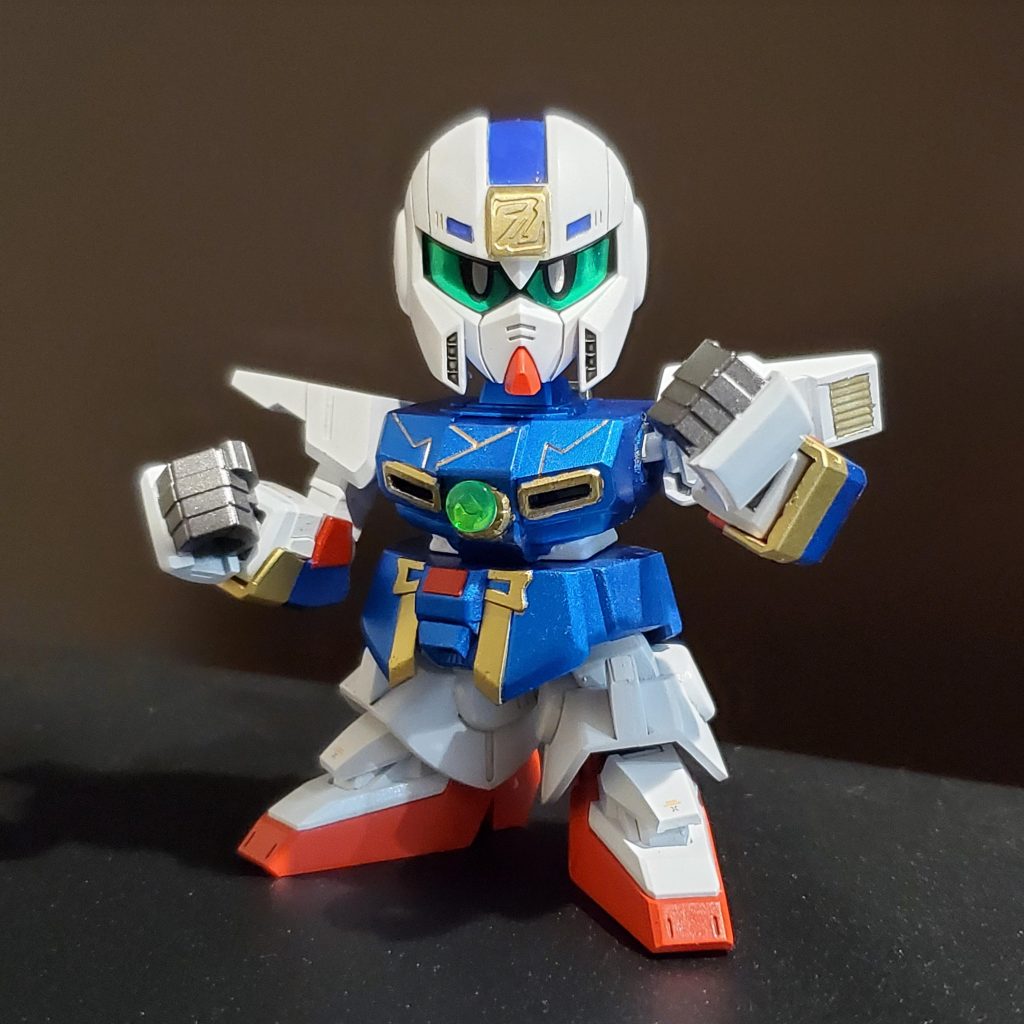 本体の改修について。頭 CSSDの関節を移植胴 三國伝劉備の胴とミキシングして腰での分割と延長、前後幅増し。胸部をHアイズに。上肢 EXSD移植で肘可動化。前腕外装は三國志関羽、拳はCSSD下肢 大腿2mm延長、CSSDゼータの足を移植、関節をダブルボールジョイントで接続し延長と二重関節化、足甲に装甲追加でスペース埋め多少失敗しても隠れると思って色々チャレンジしてみました!