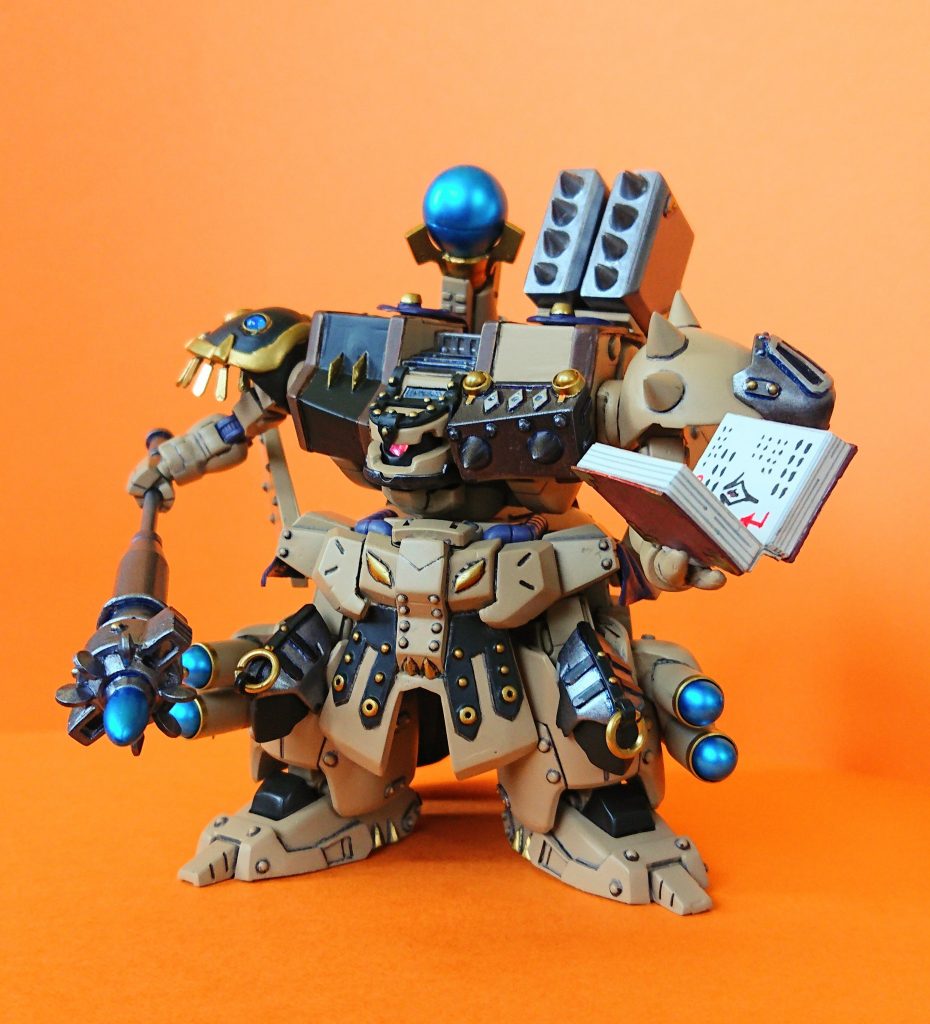 バトルソーサリースタッフ。右肩に装備された錫杖の一振り。主に攻撃魔法の発動媒体とする。鈍器兼用w