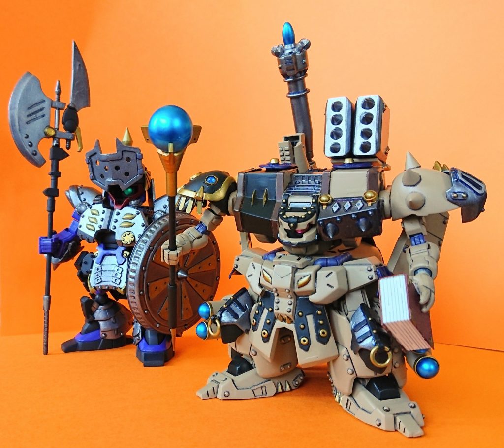 団長とツーショット。ゴドムのオッサンを作ってから、だいぶ時間が経ちました。(苦笑)ようやくこの立ち並びが出来て感無量です(。>д<)本当は、二人でお酒を酌み交わしてるシーンをやりたかったのですけど。そこまで小物に手が回りませんでした。(汗)まぁ、まだ他の団員もいるから。そちらを立体化した時にでも、いずれね。