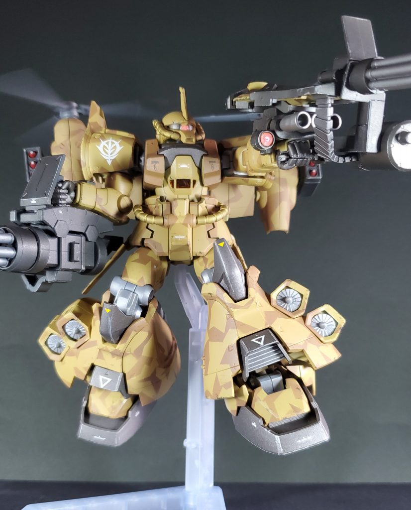 コンセプトはグフ・フライトタイプの飛行時間の短かさと、空中での姿勢制御性能の低さを向上させるために、ティルトローターで補うと行った感じです。