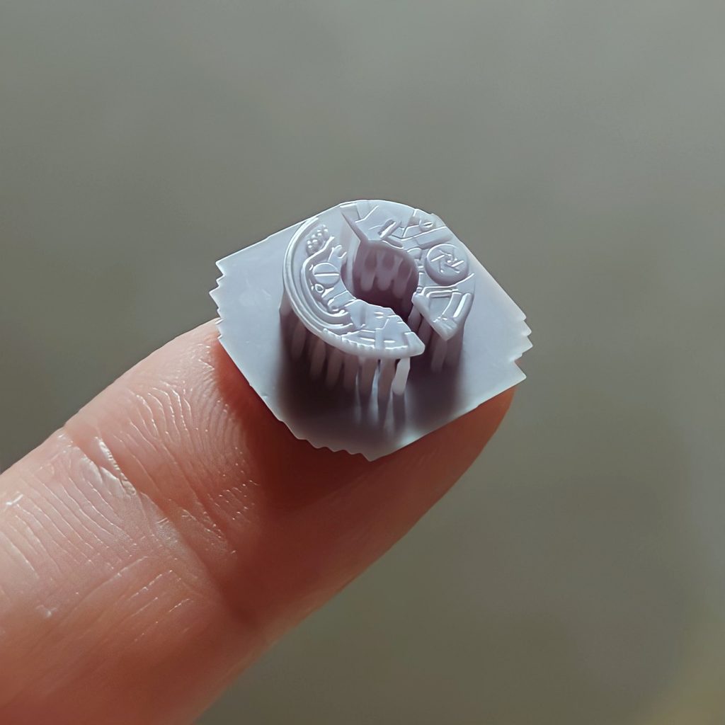 ３Dプリンターで出力したＩフィールド発生装置。指先サイズです。