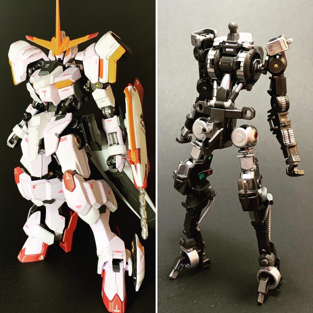 立つんだよ…。あ。最後はドライブラシでチャチャっと汚してエッジ立てて、肩の内側とかチラ見えする装甲の裏側を筆で黒く塗りつぶして完了です。