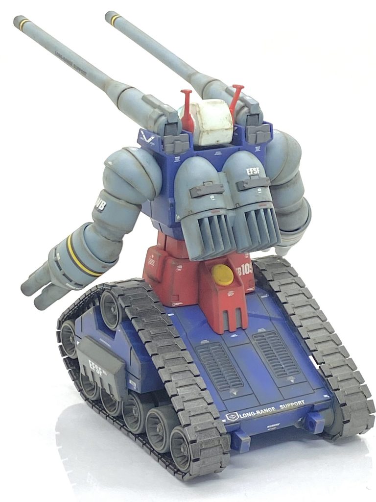 塗装箇所とカラーレシピメカ部のグレー→(クレオス)ニュートラルグレーキャタピラ→(クレオス)焼鉄色パイロットスーツ→(クレオス)新ガンダムカラーMSイエロー