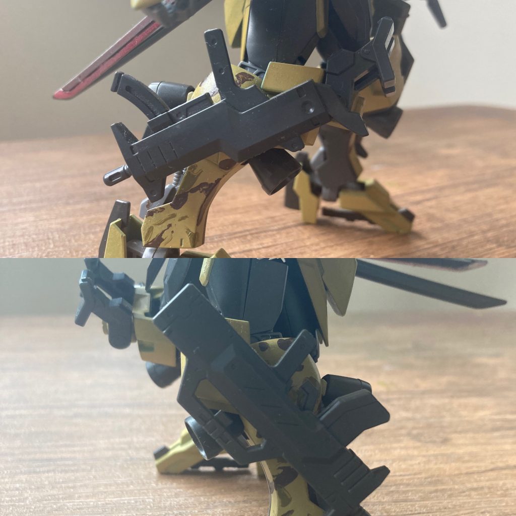 両足にはそれぞれ、マンロディとアスモデウスのマシンガンを装備。接続方法は磁石です。