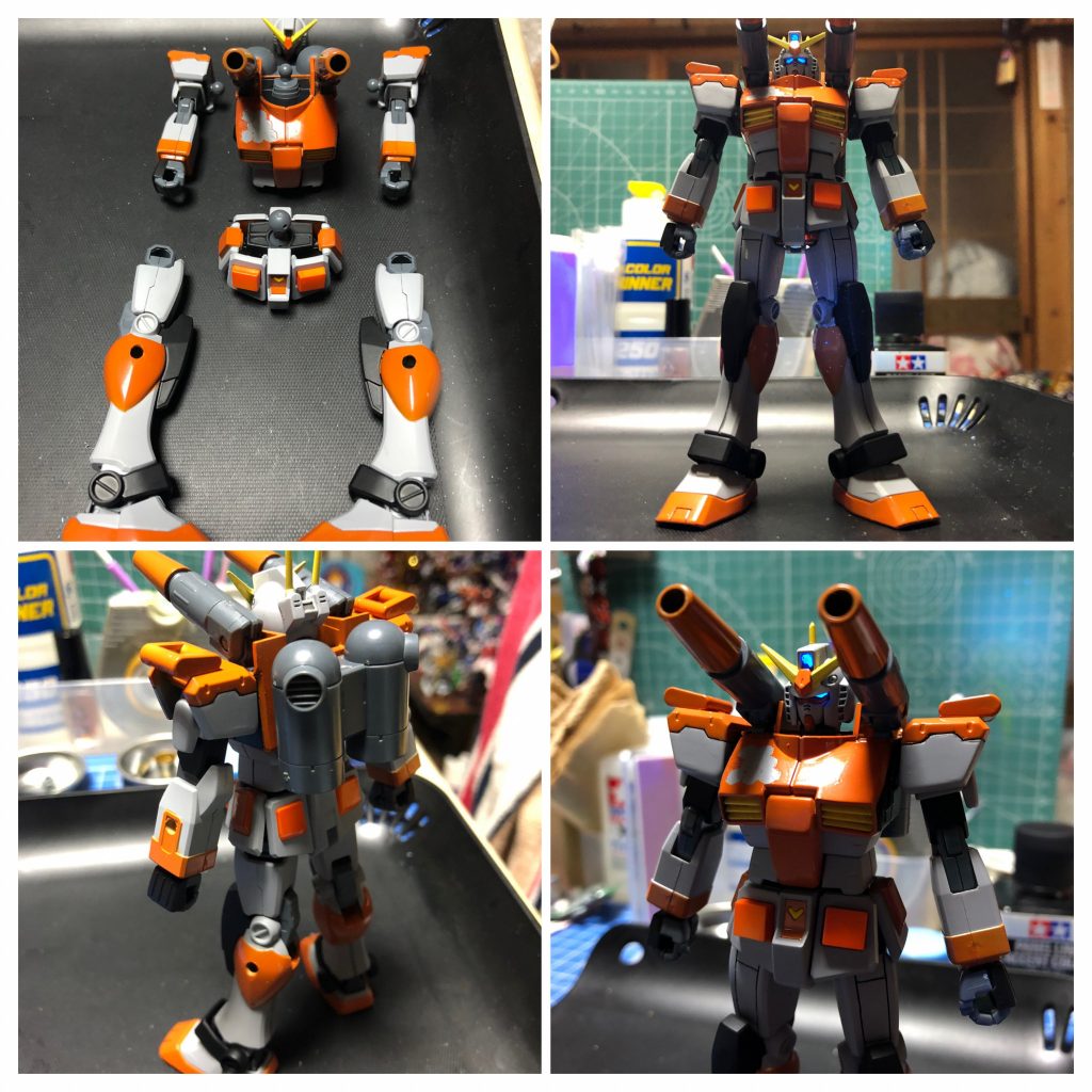 装甲接着前に本体のみの写真です。上半身マッチョでバランス悪いかなと思ってたのですが、思ったよりも良いですね^_^b今までならこれでもヨシ!って感じでしたが、ここからもう一捻りします^_^;