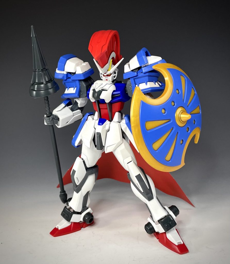 フロントビューアキレスの肩や足のパーツを騎士の鎧に見立てて肩に配置。塗装はスミ入れのみで、ほぼ成形色です。