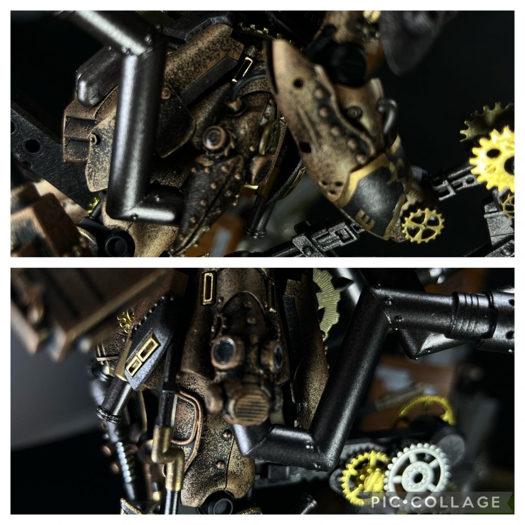 スチームパンク表現【番外編】腰部両サイドのパーツをペスト医師とガスマスクのイメージでディテールアップしました。完全に遊びました。