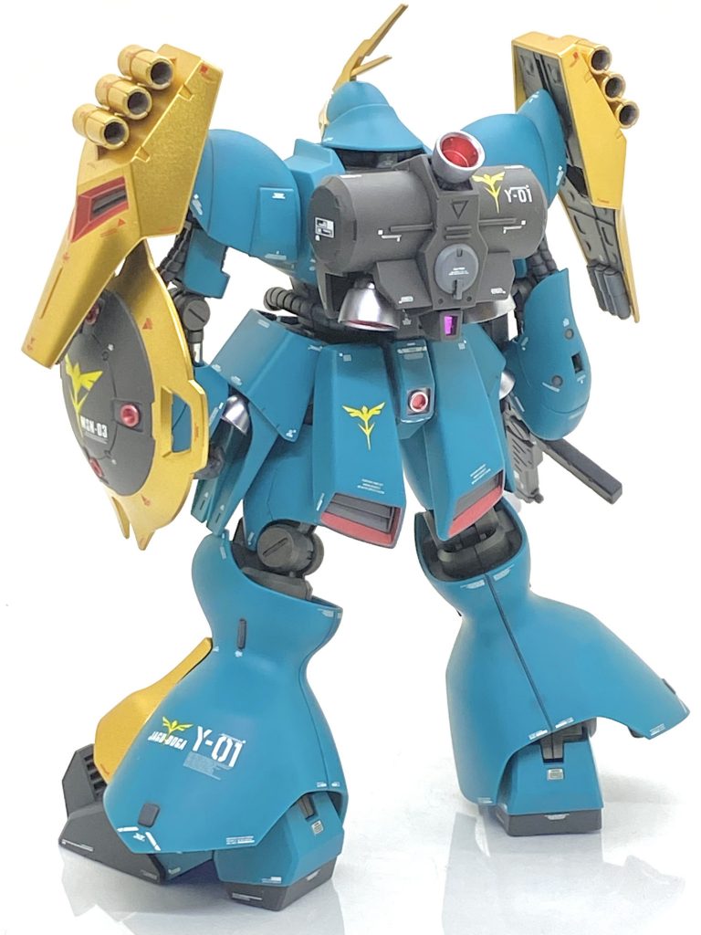 塗装箇所とカラーレシピバーニア外部、ビームライフル先端部→(ガイア)フレームメタリック(2)バーニア内部、シールドメガ粒子砲部→(クレオス)GXメタルレッド動力パイプ、ビームライフル本体→(クレオス)新ガンダムカラーファントムグレー関節、メカ部、装甲裏等→(ガイア)メカサフライト各部ゴールド→(ガイア)スターブライトゴールド