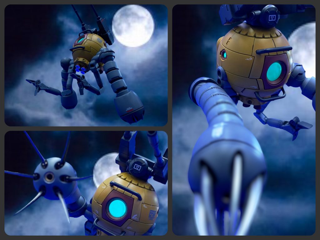 脚力不足ながら、機体下部を垂直に貫くバーニア噴射で跳躍も可能。熟練者はフレキシブルアームの伸縮で地面を押す力を上乗せする。同様にアームの伸縮で刺突力を高め、囮役ながらアイアンネイルで戦果を上げる熟練者もいたとか…以下、製作工程です。