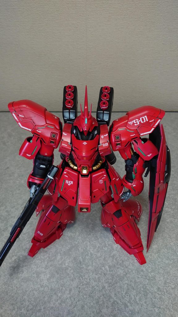 ムーバブルフレームにメタリックグリーンにてサイコフレームをワンポイントに塗装。