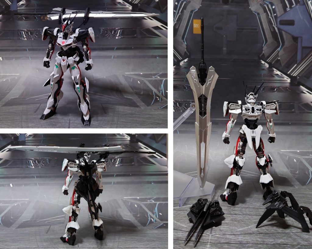 通常形態の前後ろ。全体的にエッジを尖らせつつ、首を短くしてバランス調整、手首は次元ビルドナックル(角)のSサイズを使用しています。