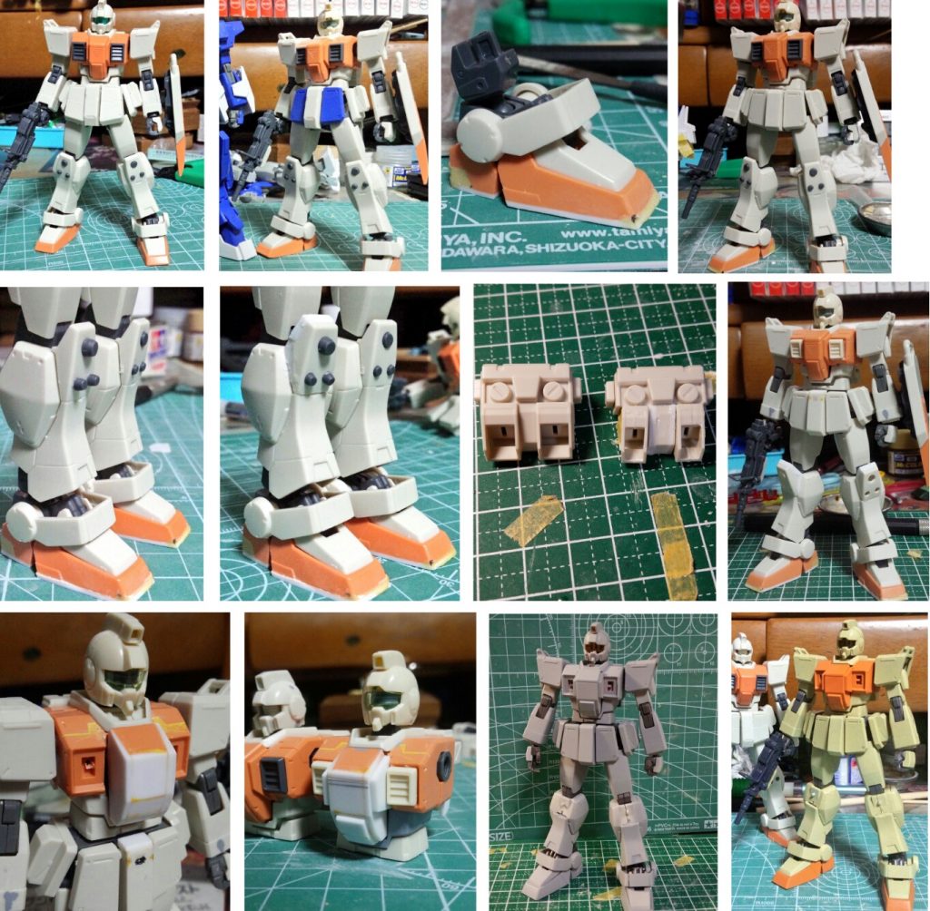 主な改造点は以下の通りです。頭:地上戦セット付属のものに交換。胸:コックピットブロックを幅増し。ダクトを旧HG陸ジムから流用。ダクト下の出っ張りを除去。腕:肩から下をEz8に交換。腰:Ez8から改造。脚:膝スパイクを前にせり出し。膝ブロックの角度を調整。ソール底を延長。ランドセル:バーニア基部を幅詰め。バーニアはEz8から流用。今なら頭部をパラシュートパック付属のものに、あとは精々スリッパを陸ガンのに交換するぐらいで妥協しそうですね。手間暇かけて弄っても結局出来るのは陸ジムでしかないので。それではご覧いただきありがとうございました。