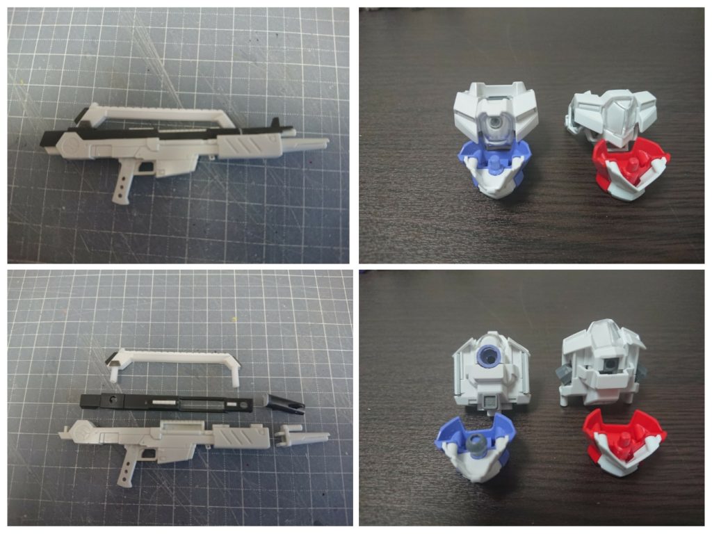 ライフルの加工と胴体の加工。胴体は3㎜軸ポリが少し緩かったので、丸ポリに変更。