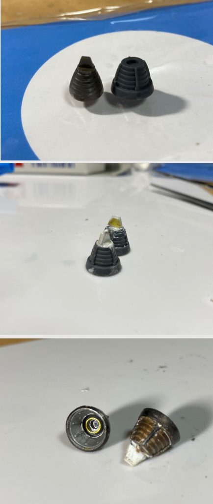 同じくらいの大きさのものにパテとプラ板を使用して着脱可能なものに加工しました。