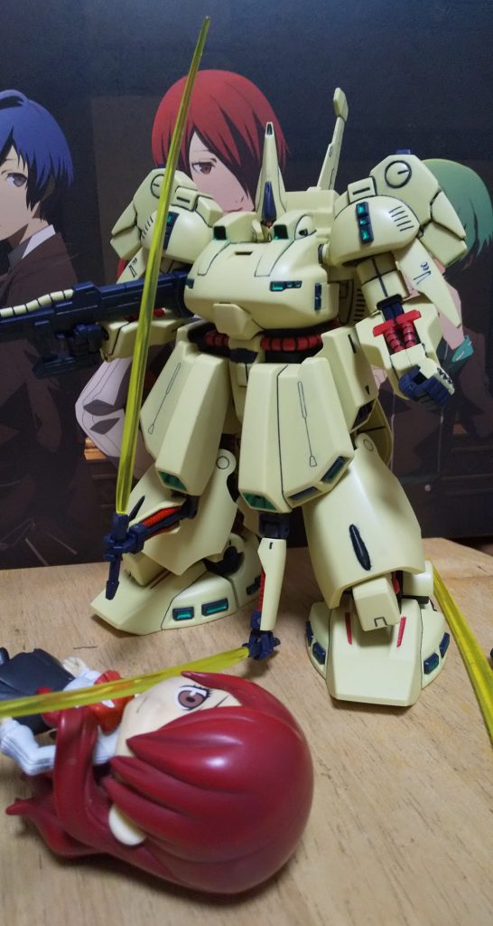 :隠し腕の動力パイプは色分けがされておらず、赤Mで塗ったのだ。いいぞ！…南斗紅鶴剣…！？(中の人繋がり)