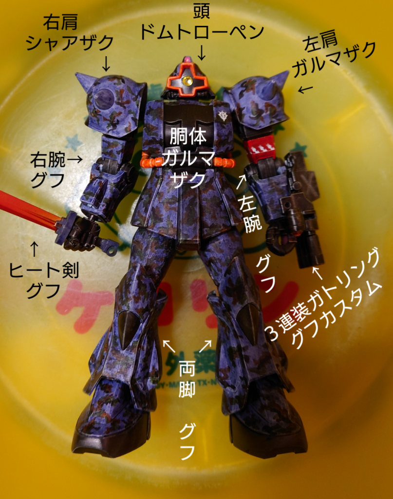 この写真は、ほぼ完成に近い状態ですが、物足りなさを感じ、ショルダーキャノンを追加した次第です。