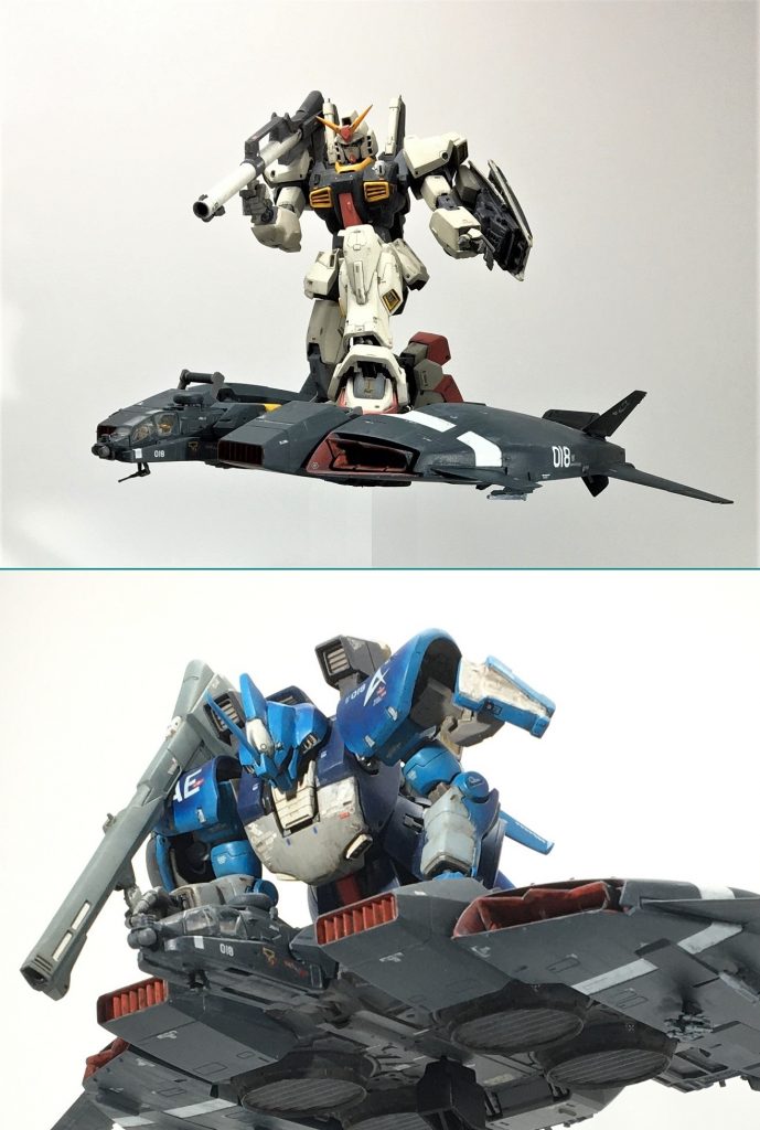 ドダイ改は『Z』第2クール以降に登場し、リック・ディアスやマークII、ディジェ等を載せて戦った印象的なサポートメカです。プレバンのHGキットが入手困難なので、積んであったベースジャバーを用い「試作型」として製作しました。