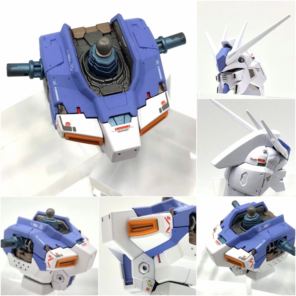 胸は、リニューアル版と違うポイントです。マスキングで塗り分けました。胸のダクトは、オレンジイエローで塗っています。(MG Ver.Kaの配色が好みなので)