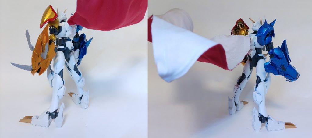 後ろ。マントは前作から引き続き自作の布製マント。