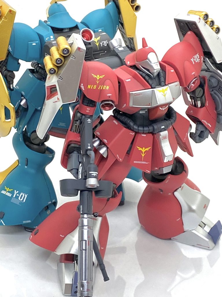 ギュネイのヤクト・ドーガは残念ながら5周年コンの一次予選で落とされてしまいましたが自分の中の模活のターニングポイントになった作品なのでクエス機も全く手を抜かずに作り込みました。