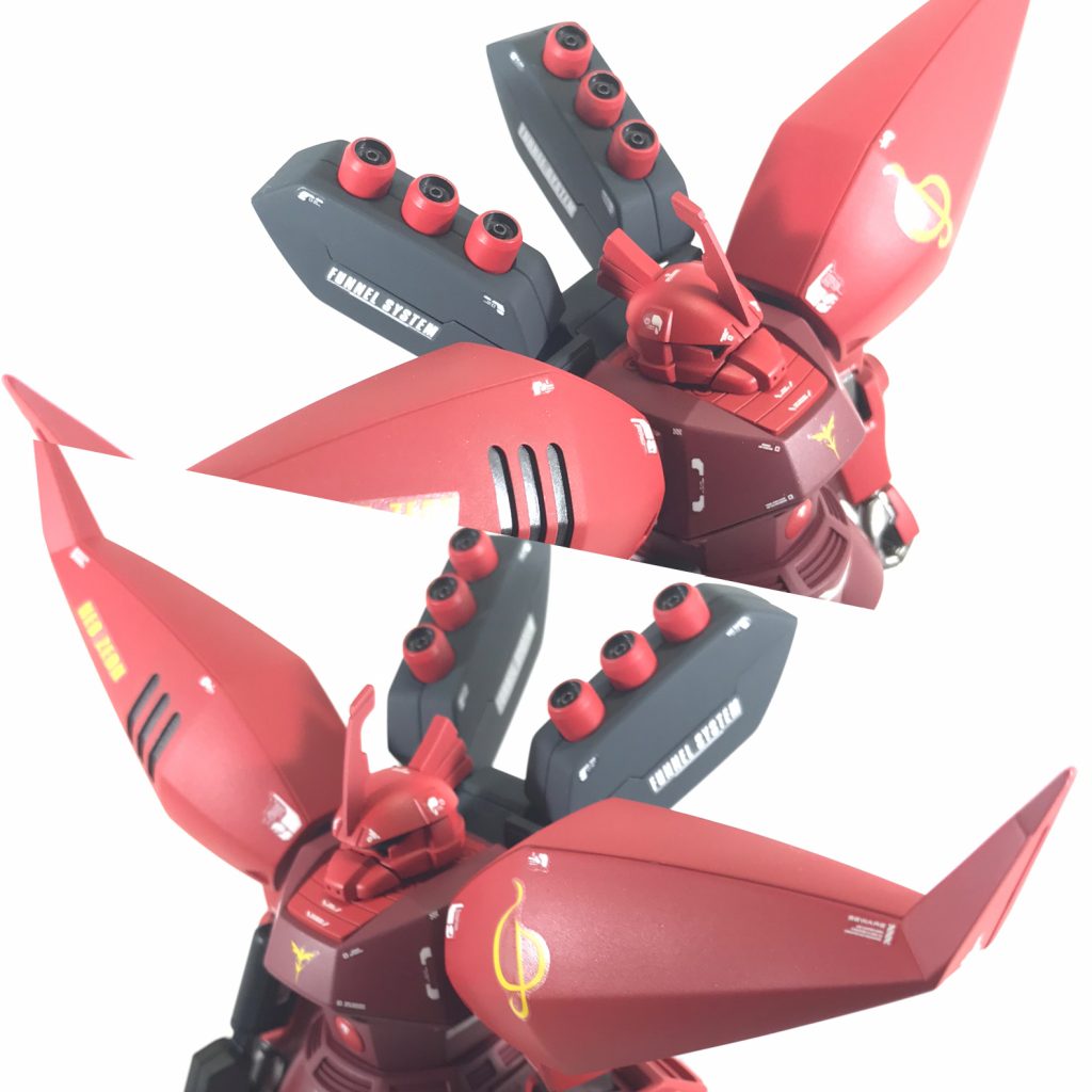 脳内設定その2として、ファンネル運用が前提なので一部試験的にサイコフレームも搭載されている設定です。