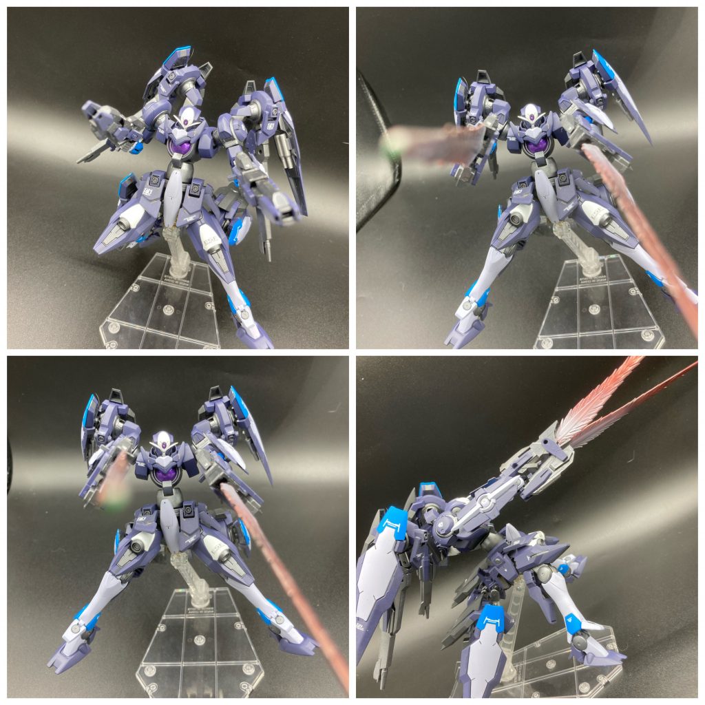 バスターライフル二丁で! 折りたたむことでビームライフルからビームサーベルを使う事が可能です!