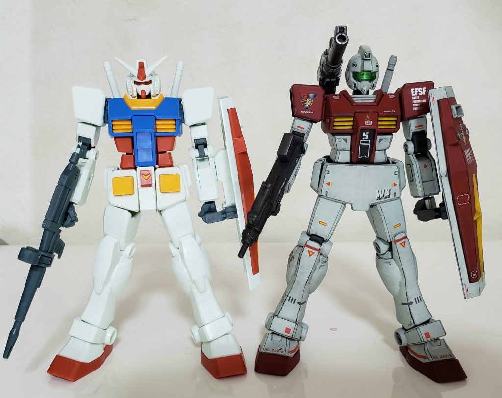 ベースのEGガンダムと。EGは改造素体として優秀ですね!自分的にはHGUCジムよりカッコ良くなったんじゃないかと自己満足してます^^
