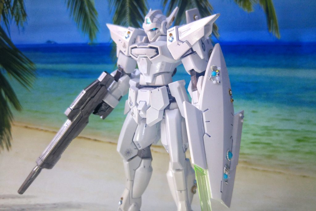 何のキットをベースにしようか悩んだのですが白一色でターコイズブルーのシールが映えるGバウンサーにしました！