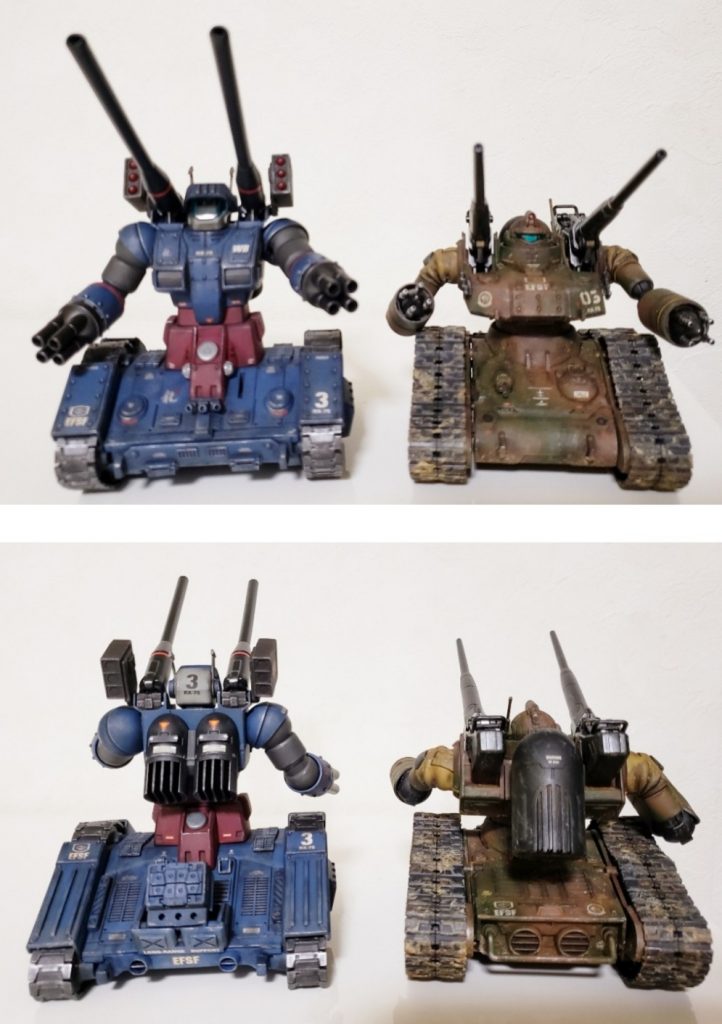 ワイド化したことでガンタンク初期型並の安定感になりました^^より戦車っぽくするならコア・ファイターをオミットしてもっと背を低くするのもアリですね！