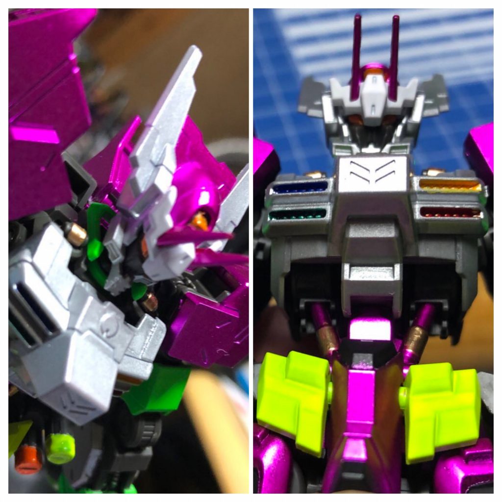 ロールアウト！頭部の配色をもうちょっと考えた方が良かったかもですが、概ね良い感じではないでしょうかw胸部スリットをちゃんとコントローラーボタン色に塗り分けてますw