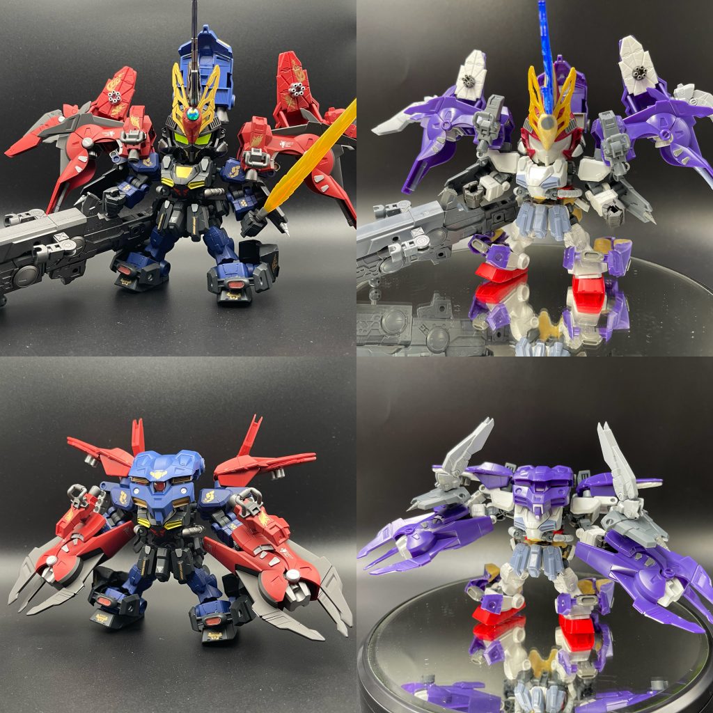 塗装前と塗装後ヘルメットが何気に5色の塗り分けで大変でしたw塗装前の状態見ると、ちゃんとアスクレプオスですね塗装色は、メインカラーは、ティターンズブルー1と2赤はヘキサレッドズゴック頭はコバルトブルーシルバーは、8番シルバーとブレードシルバー武装類は、サーフェーサーエヴォのガンメタゴールドは、スターブライトゴールドとスターブライトブラスマスク部は、スターブライトアイアンを使用しました