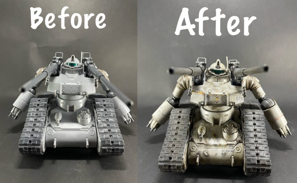 素組みとのビフォーアフター！無塗装ですが、リアルな感じになったと思います😆