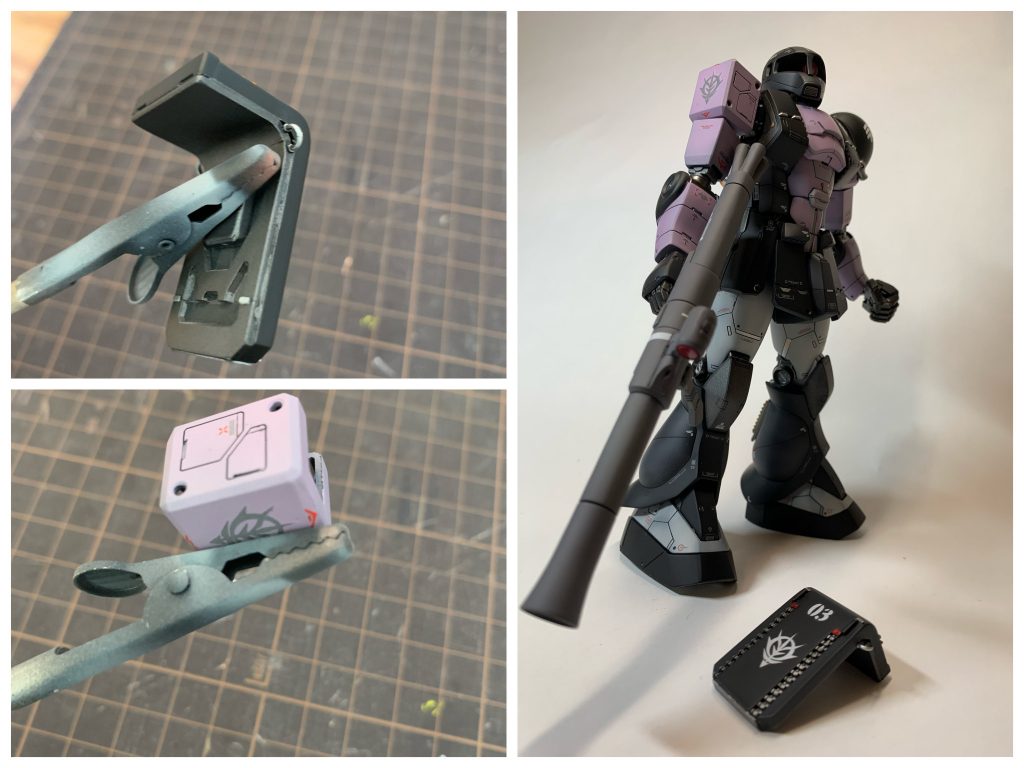 余剰パーツとプラ板で作成のハーフサイズのシールドは、ネオジウム磁石で着脱可能です。